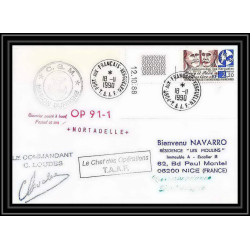 1723 op 91/2 marion dufresne 18/11/1990 Signé signed loudes TAAF Antarctic terres australes Lettre cover coin de feuille