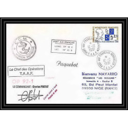 1756 op 92/1 Signé signed protat 12/12/1991 marion dufresne TAAF Antarctic terres australes Lettre (cover)