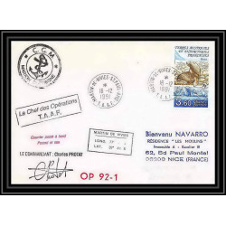 1758 op 92/1 Signé signed protat 16/12/1991 marion dufresne TAAF Antarctic terres australes Lettre (cover)