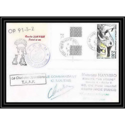 1770 op 91-3-2 Signé signed loudes 4/3/1991 marion dufresne TAAF Antarctic terres australes Lettre (cover) coin daté