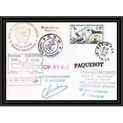 1772 campagne kersimag op 91-3-2 Signé signed loudes 9/4/1991 la reunion TAAF Antarctic terres australes Lettre (cover)