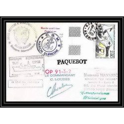 1773 campagne kersimag op 91-3-2 Signé signed loudes 1991 la reunion TAAF Antarctic terres australes Lettre coin daté