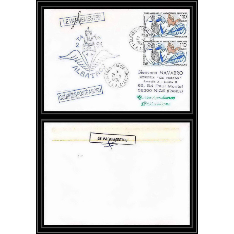 1788 albatros 21/6/1991 Signé signed TAAF Antarctic terres australes Lettre (cover)