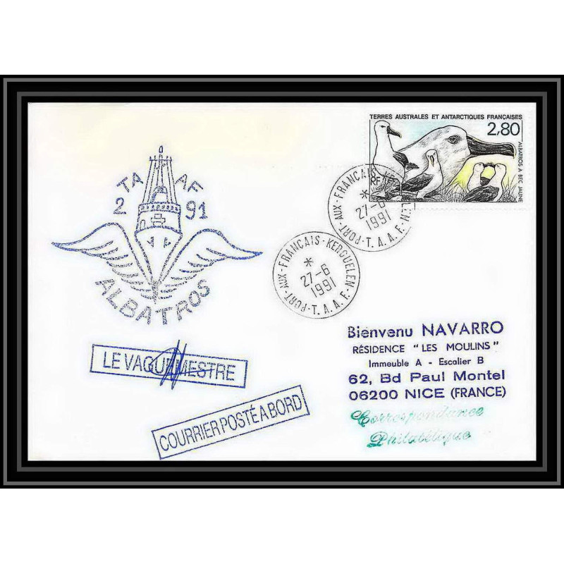 1789 albatros 27/6/1991 Signé signed TAAF Antarctic terres australes Lettre (cover)