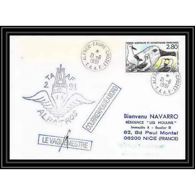 1790 albatros 21/6/1991 Signé signed TAAF Antarctic terres australes Lettre (cover)