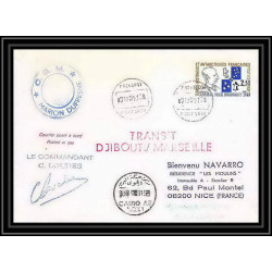 1796 transit djibouti marseille Signé signed loudes port said 7/10/1991 TAAF Antarctic terres australes Lettre (cover)