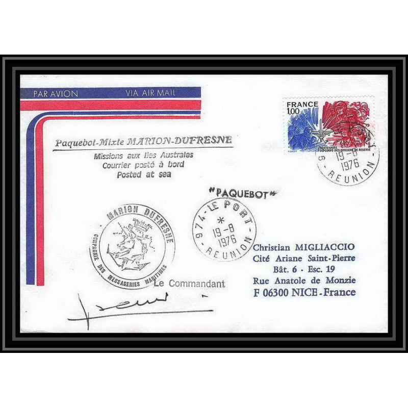 1850 marion dufresne Signé signed 19/8/1976 TAAF Antarctic terres australes Lettre (cover)