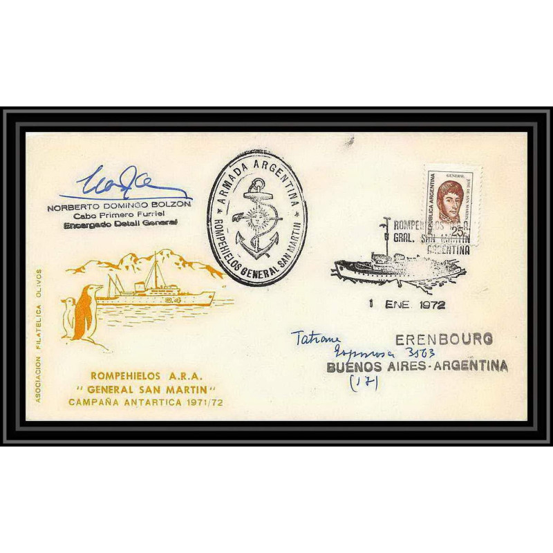 1929 Antarctic Argentine (Argentina) Lettre (cover) erenburg Signé signed bolzon janvier 1972