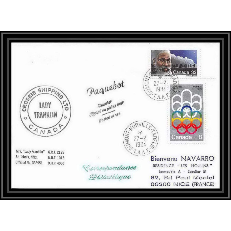 1948 Antarctic canada Lettre (cover) dumont d'urville 27/2/1984