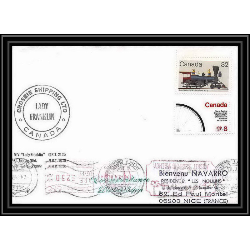 1953 Antarctic canada Lettre (cover) crosbie shipping 27/4/1984 