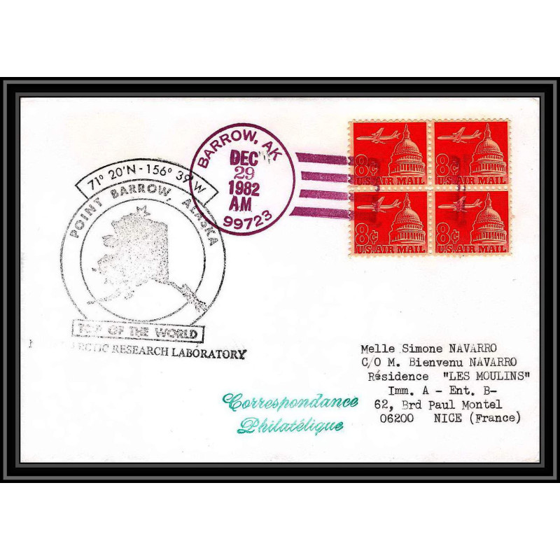 1971 Antarctic USA Lettre (cover) point barow alaska 29/12/1982 