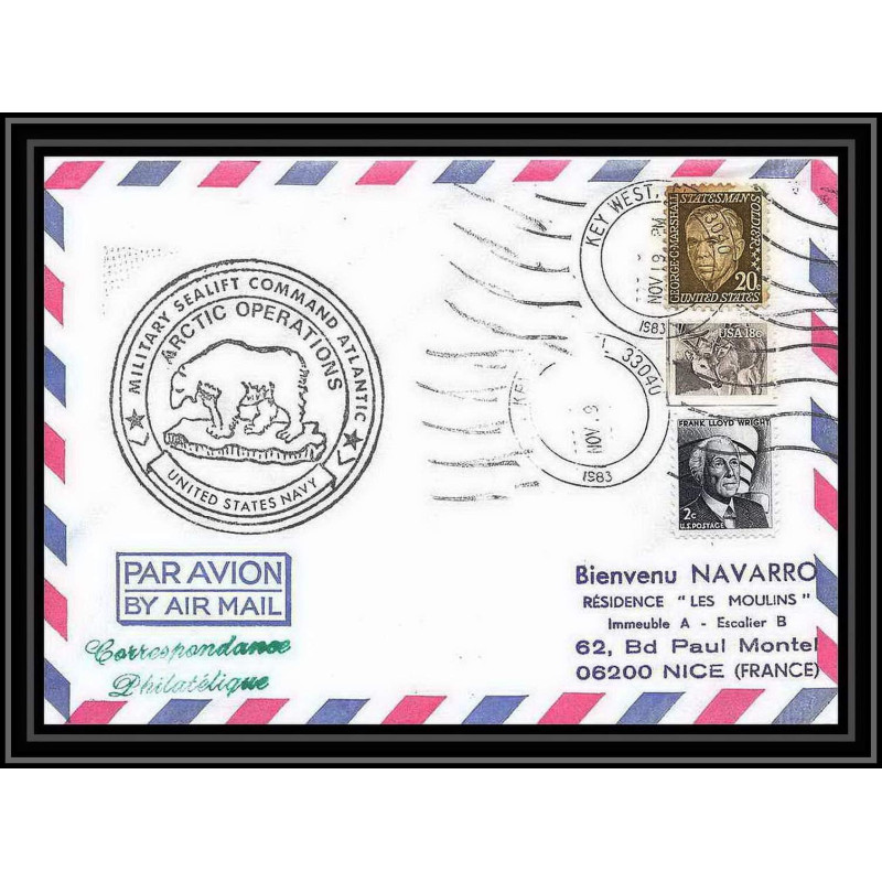 1974 Antarctic USA Lettre (cover) military sealift command 19/11/1983
