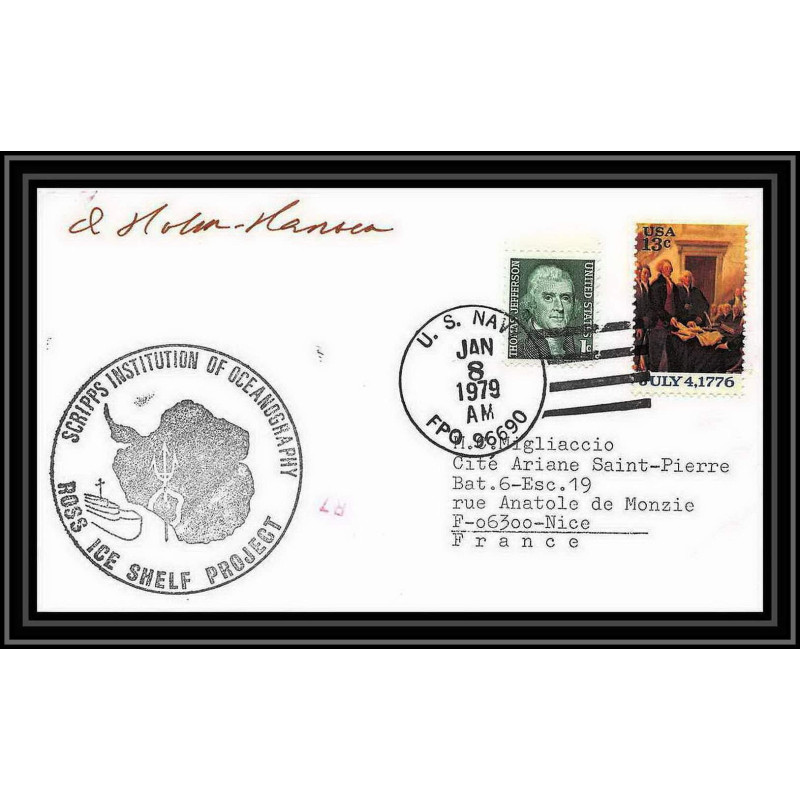 1976 Antarctic USA Lettre (cover) ross ice shelf project 8/1/1979 Signé signed