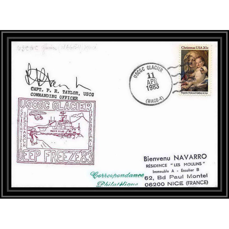 1984 Antarctic USA Lettre (cover) ugcc glacier deep freeze 11/4/1983 Signé signed