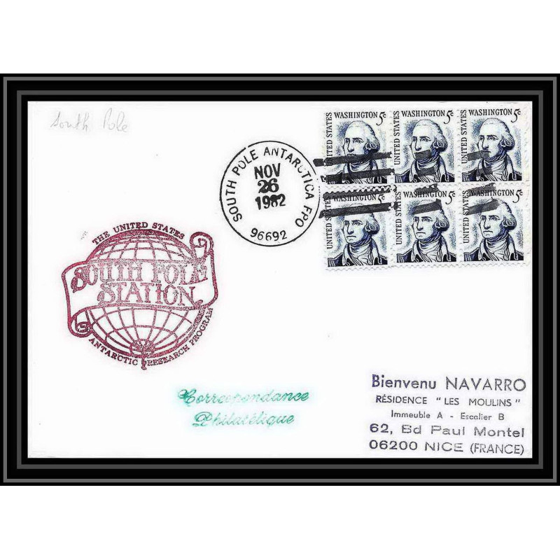 1993 Antarctic USA Lettre (cover) south pole station 26/11/1982
