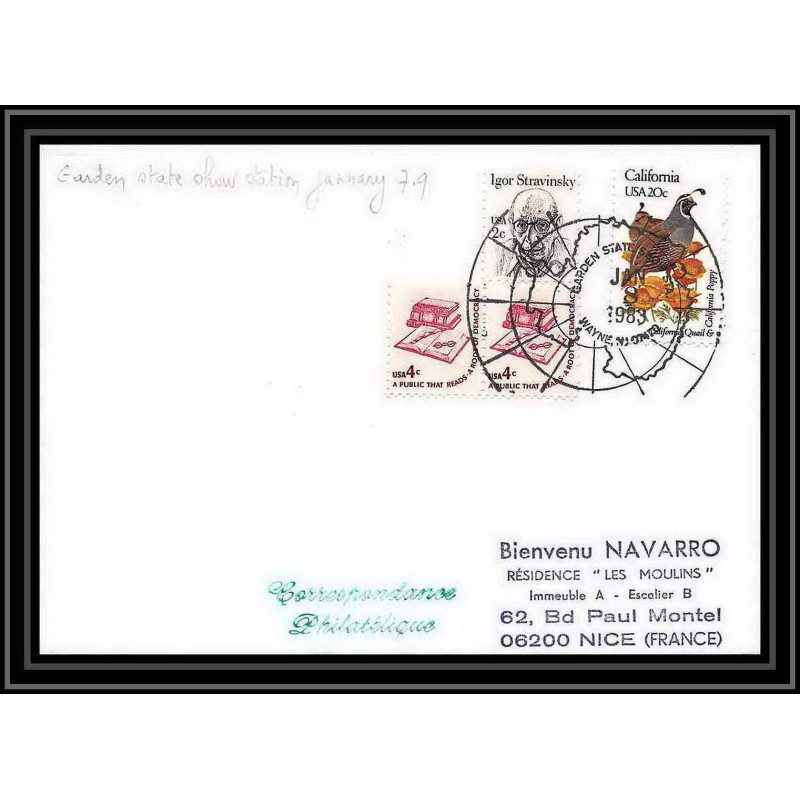 2000 Antarctic USA Lettre (cover) garden state show station 8/1/1983