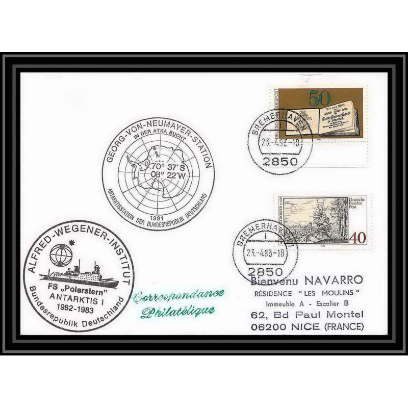 2022 Antarctic Allemagne (germany bund) Lettre (cover) fs polarstern antarktis 1 23/4/1983