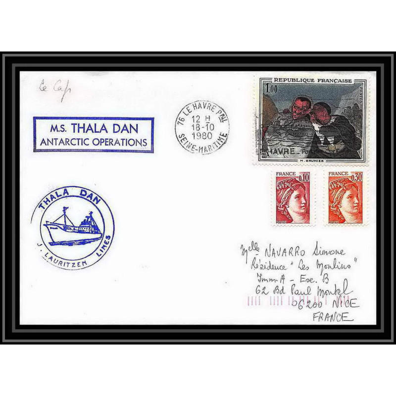 2184 thala dan 18/10/1980 TAAF Antarctic terres australes Lettre (cover)