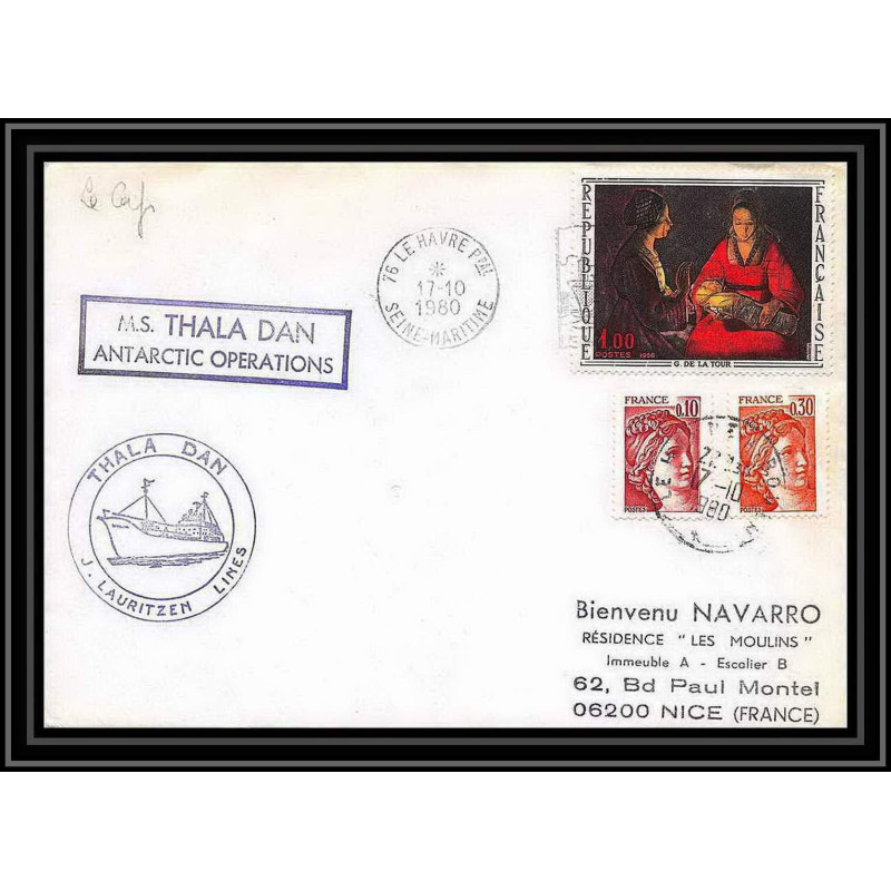 2185 thala dan 17/10/1980 TAAF Antarctic terres australes Lettre (cover)
