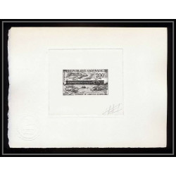 0898 Epreuve d'artiste artist proof Gabon (gabonaise) PA y&t 51 aerogare de libreville avion plane Signé signed autograp