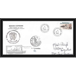 2258 ANTARCTIC terres australes TAAF lettre cover Dufresne 22/7/1983 Signé signed md 37 la réunion oiseaux (birds)