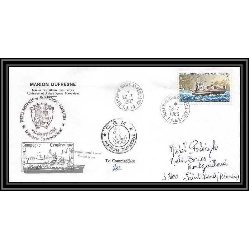 2260 ANTARCTIC terres australes TAAF lettre cover Dufresne 22/7/1983 Signé signed md 37 la réunion