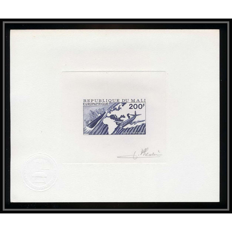 0899 Epreuve d'artiste artist proof Mali PA y&t 285 europafrique avion (plane) bateau (ship) Signé signed autograph