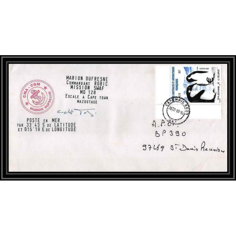 2384 ANTARCTIC terres australes TAAF lettre cover Dufresne 2 N°348 md 128 16/10/2002 la reunion
