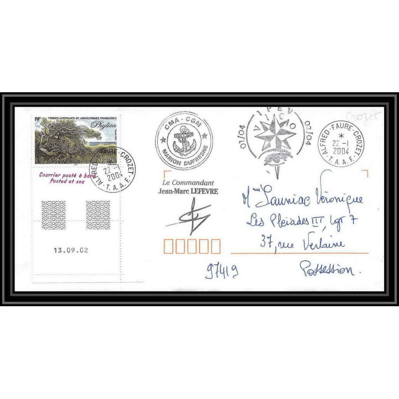 2429 Dufresne 2 Signé signed 22/1/2004 IPEV VIGO N°363 ANTARCTIC terres australes (taaf) Lettre cover coin daté