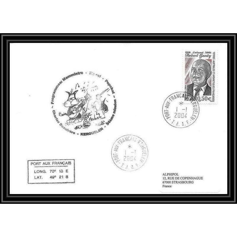 2432 Dufresne 2 N°392 PROGRAMMES MAMMINTRO 1/1/2004 ANTARCTIC terres australes (taaf) Lettre cover