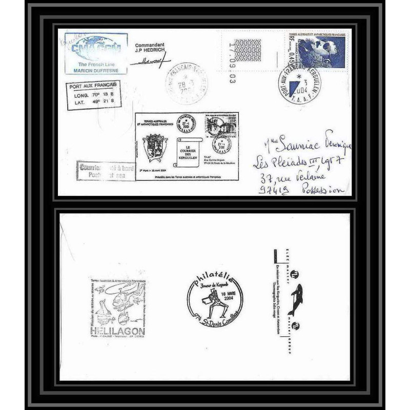 2437 Dufresne 2 Signé signed N°391 28/3/2004 ELEC MASTER GROUP ANTARCTIC terres australes (taaf) Lettre cover coin daté
