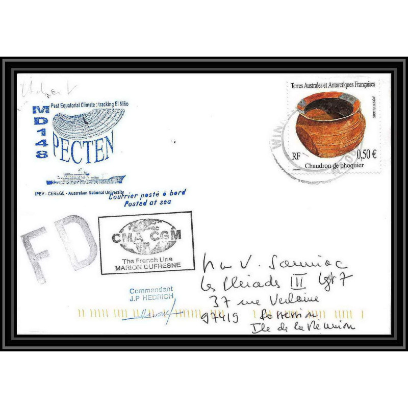 2506 ANTARCTIC terres australes TAAF lettre cover Dufresne 2 Signé signed md 148 N°409 19/7/2005