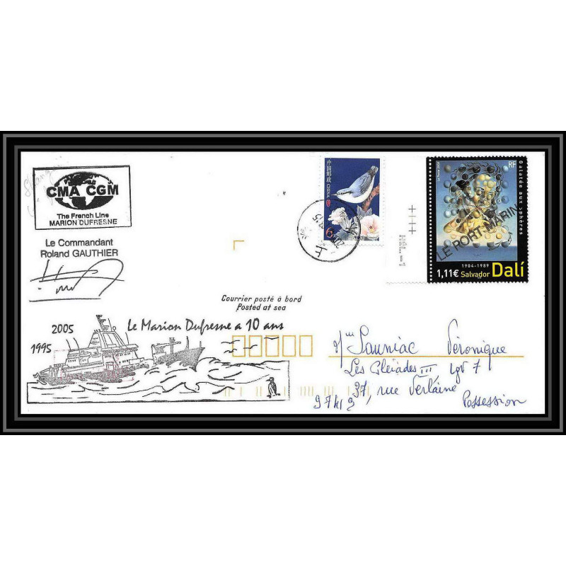 2512 ANTARCTIC Lettre cover Dufresne 2 Signé signed chine china shangai 22/05/2005 mixe chine china dali