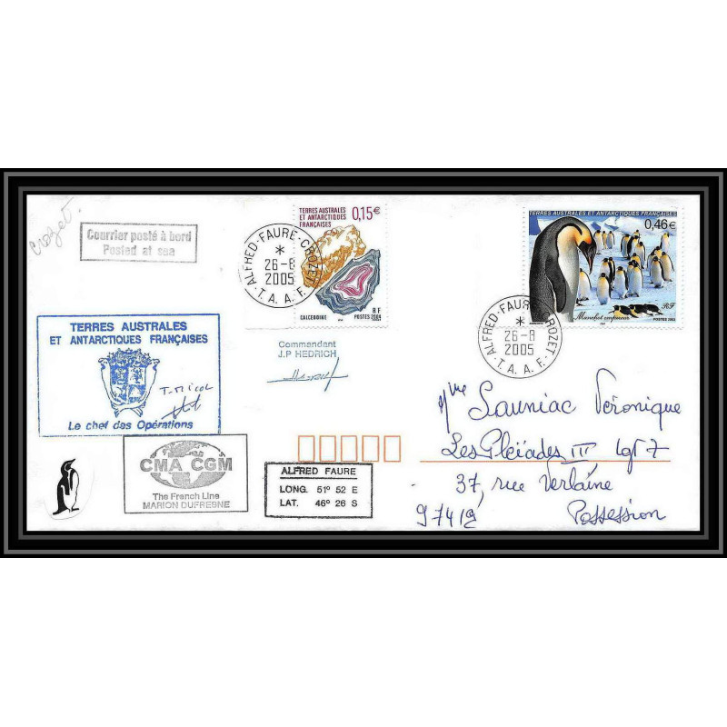 2516 ANTARCTIC terres australes TAAF lettre cover Dufresne 2 Signé signed N°360 CROZET 26/8/2005