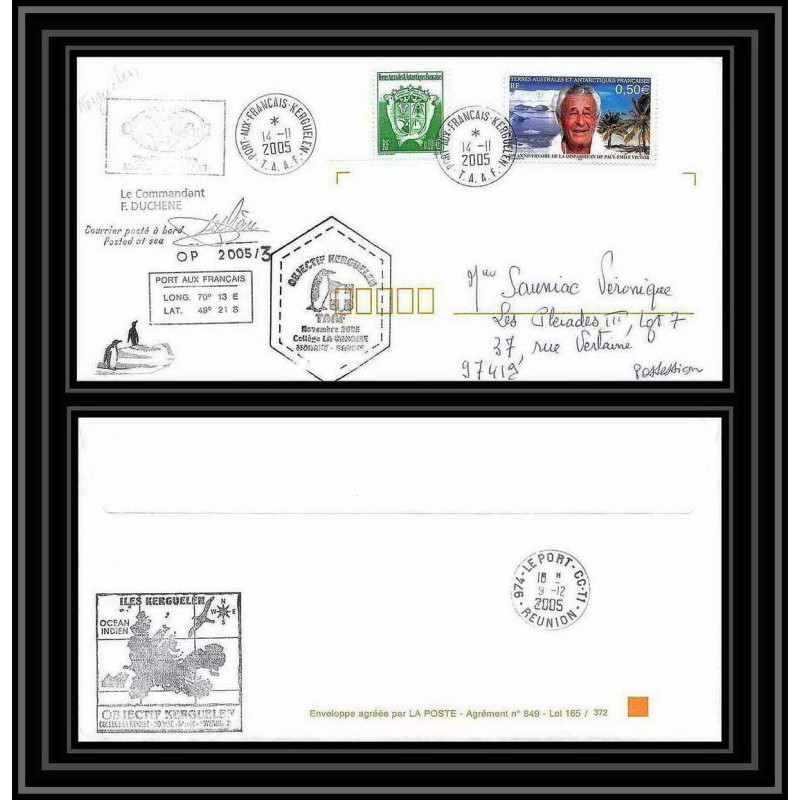 2536 ANTARCTIC terres australes TAAF lettre cover Dufresne 2 Signé signed op 2005/3 KERGUELEN 14/11/2005 N°417