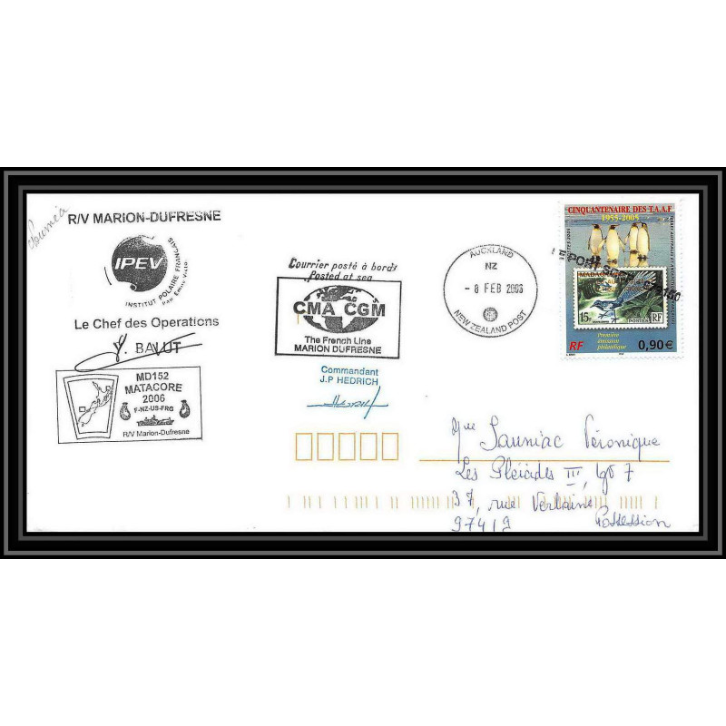 2560 ANTARCTIC NOUMEA caledonie-Lettre cover Dufresne 2 Signé signed md 152 8/2/2006 N°430 obl griffe