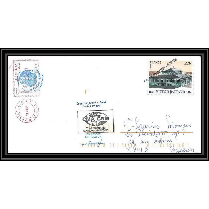 2591 ANTARCTIC taaf Philippines pilipinas mixte Lettre cover Dufresne 2 Signé signed md 155 marco polo 2 2006 papillons
