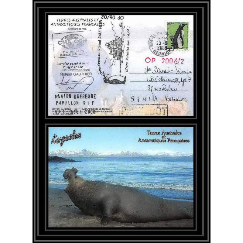 2639 ANTARCTIC terres australes (taaf)-carte postale Dufresne 2 Signé signed OP 2006/2 N°447 20/9/2006