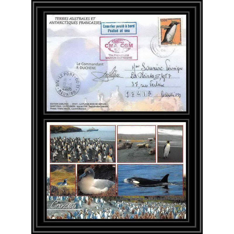 2640 ANTARCTIC ILE MAURICE (taaf)-carte postale Dufresne 2 Signé signed 10/11/2006 N°449