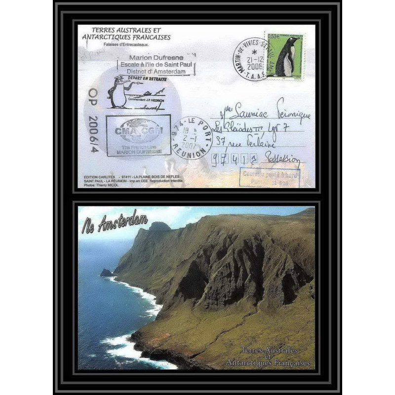 2645 ANTARCTIC terres australes (taaf)-carte postale Dufresne 2 Signé signed OP 2006/4 SAINT PAUL N°447 21/12/2006