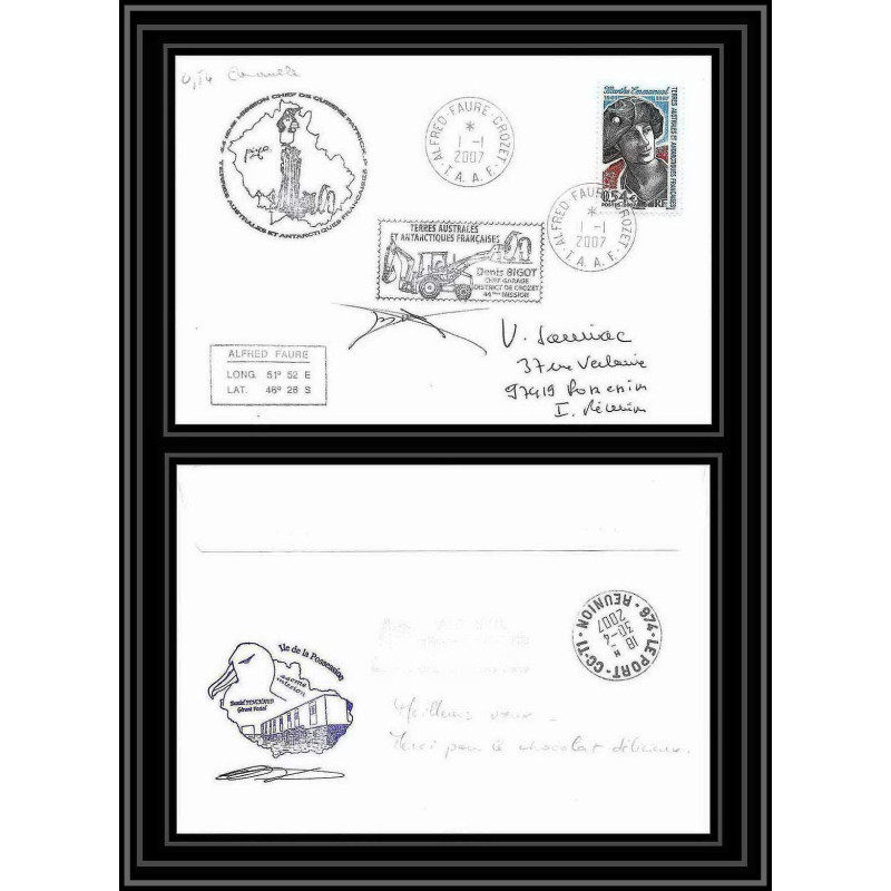 2646 ANTARCTIC terres australes TAAF lettre cover Dufresne 2 44 éme mission BIGOT N°457 1/1/2007