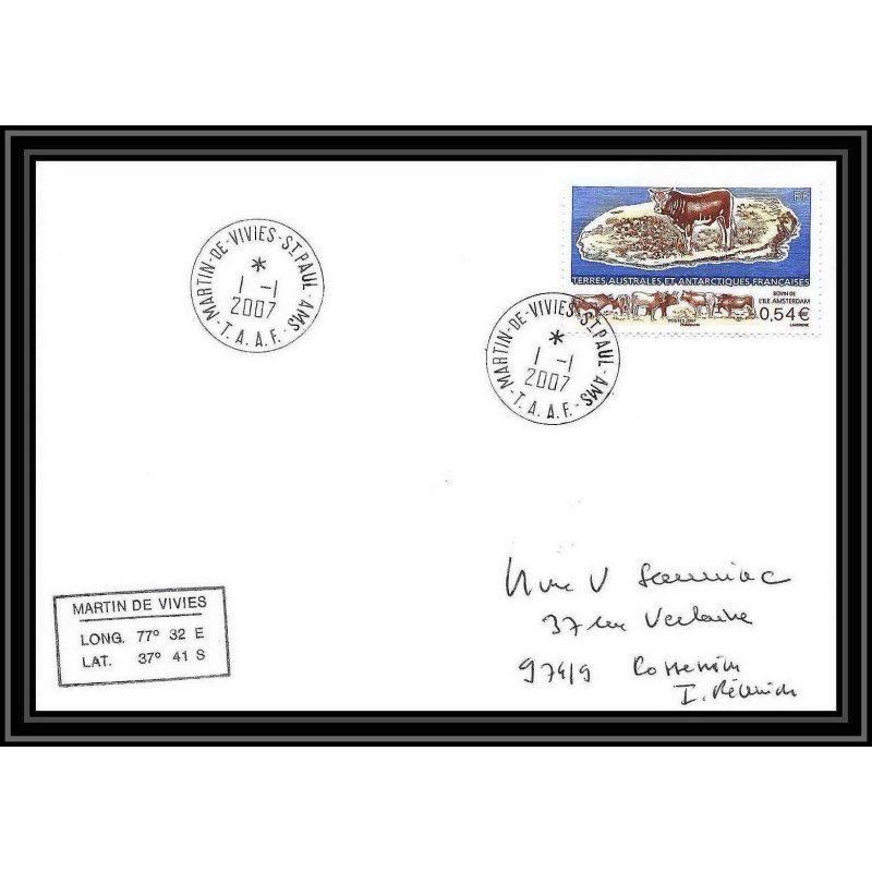 2647 ANTARCTIC terres australes TAAF lettre cover Dufresne 2 44 éme mission BIGOT N°461 1/1/2007