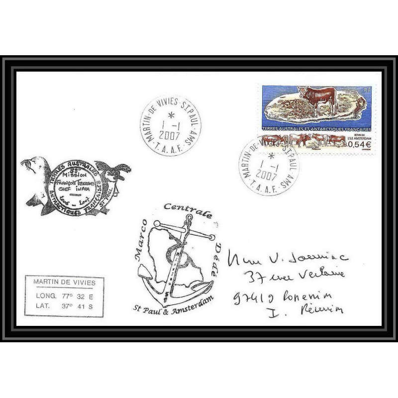 2648 ANTARCTIC terres australes TAAF lettre cover Dufresne 2 58 éme mission TERRAND N°461 1/1/2007