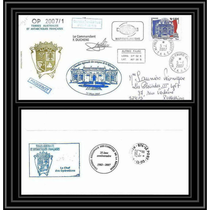 2671 ANTARCTIC terres australes TAAF lettre cover Dufresne 2 Signé signed op 2007/1 crozet 5/4/2007 N°471