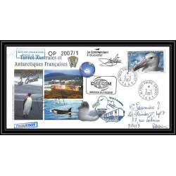 2673 terres australes TAAF lettre cover Dufresne 2 Signé signed op 2007/1 crozet 5/4/2007 N°465 albatros oiseaux (birds)