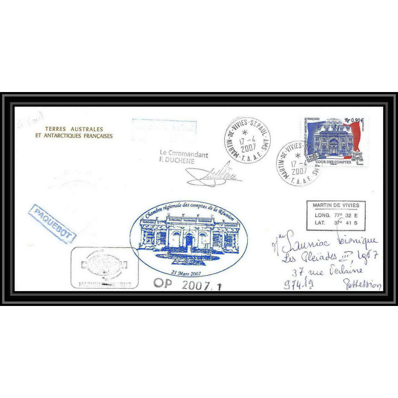 2688 ANTARCTIC terres australes (taaf) dufresne Signé signed op 2007/1 comptes réunion N°471 17/4/2007 ST PAUL