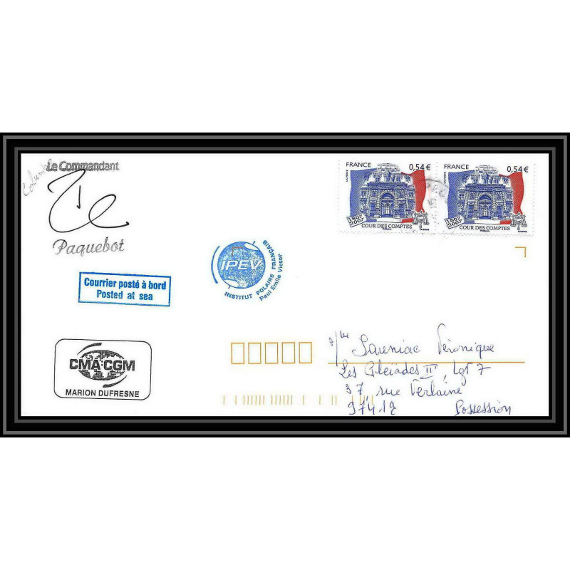 2694 ANTARCTIC terres australes TAAF lettre cover Dufresne 2 Signé signed IPEV colombo 1/6/2007 N°471