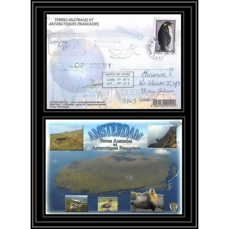 2744 ANTARCTIC terres australes (taaf)-carte postale Dufresne 2 Signé signed op 2007/1 N°445 ST PAUL 17/4/2007