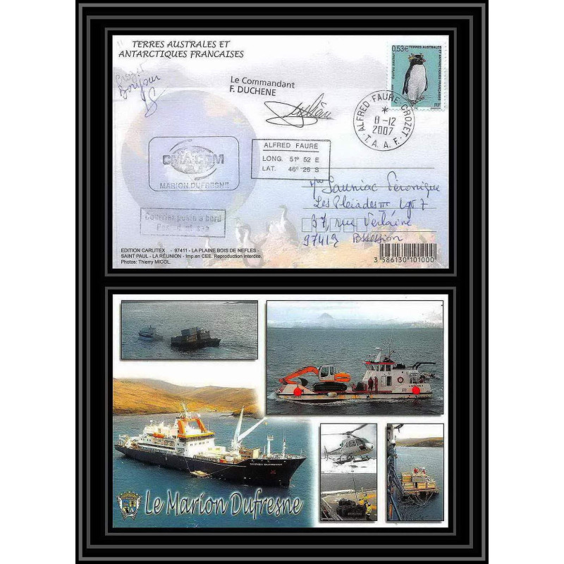 2751 ANTARCTIC terres australes (taaf)-carte postale Dufresne 2 Signé signed op 2007/4 N°450 CROZET 11/12/2007