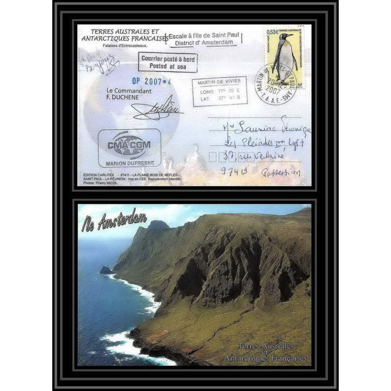 2752 ANTARCTIC terres australes (taaf)-carte postale Dufresne 2 Signé signed op 2007/4 N°446 ST PAUL 20/12/2007